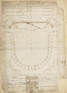 イタリア、ヴェローナのアカデミアフィラモニカの劇場フィラモニコ、講堂、正面玄関 作： Francesco Galli Bibiena